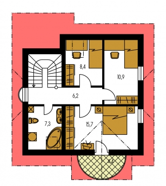 Mirror image | Floor plan of second floor - MILENIUM 225